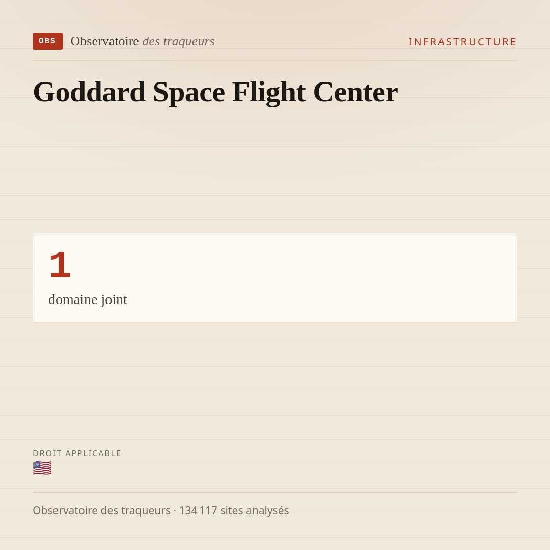Goddard Space Flight Center : 1 domaine joint.
