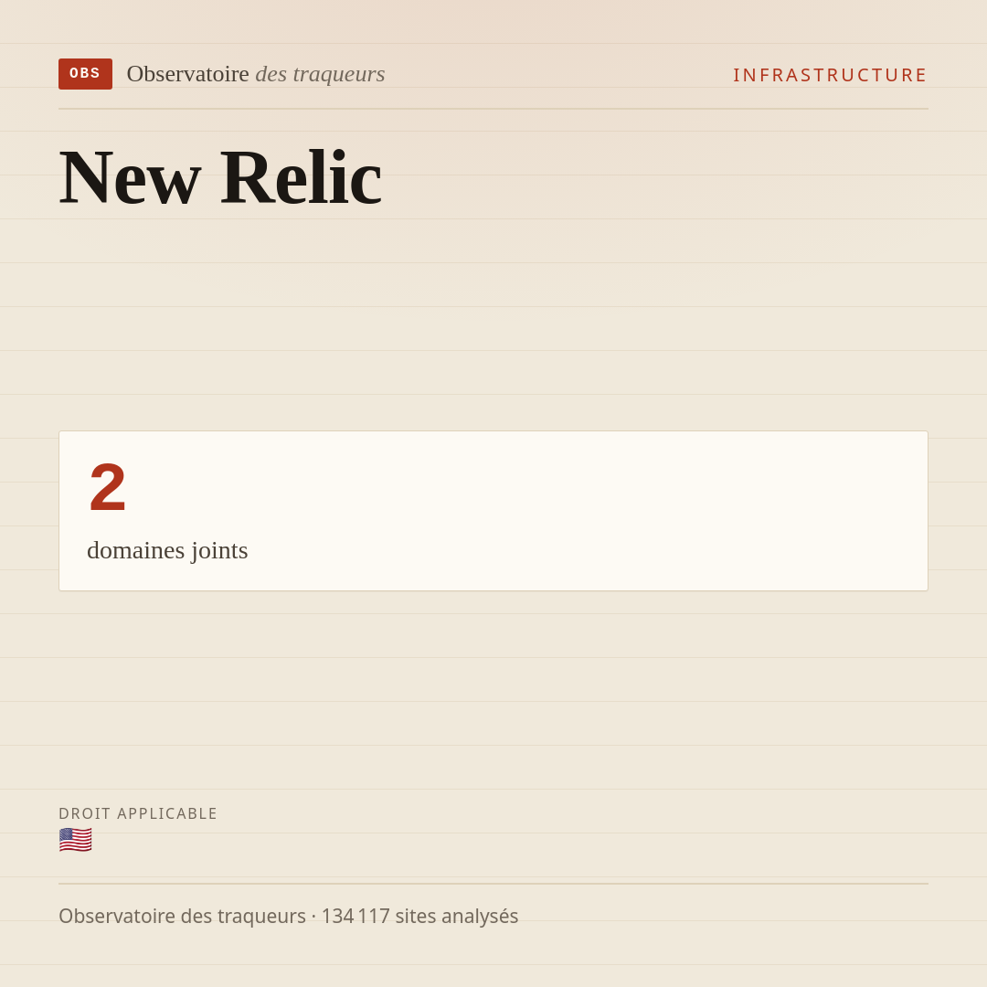 New Relic : 2 domaines joints.