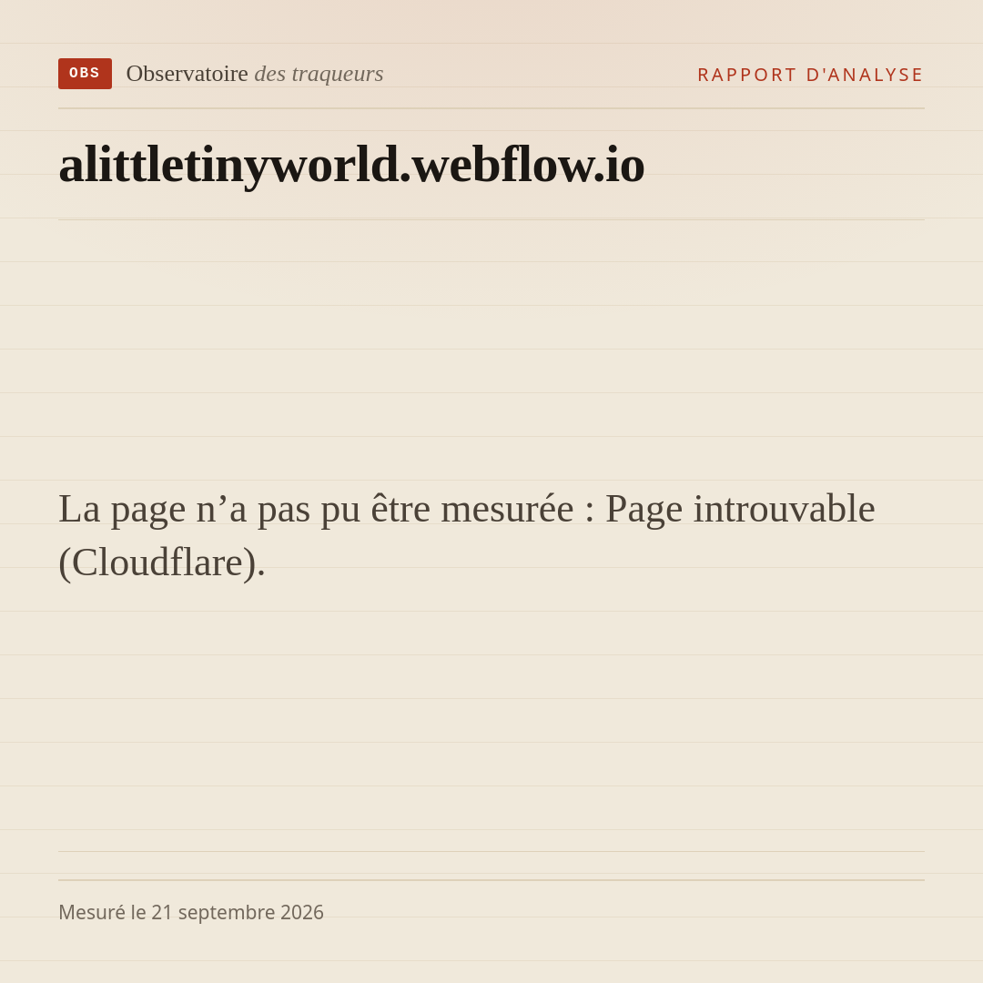 La page n’a pas pu être mesurée : Page introuvable (Cloudflare).