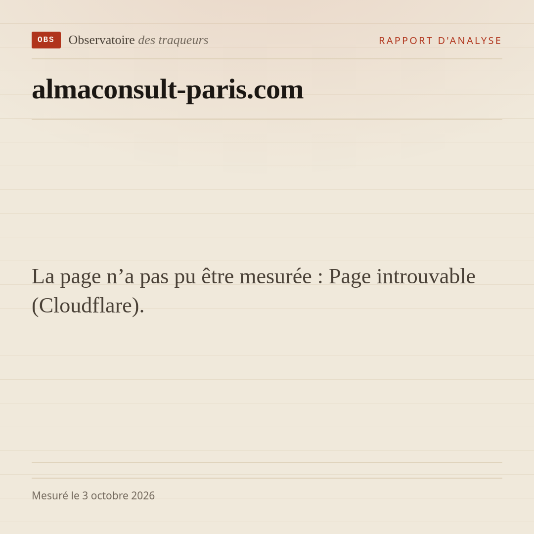 La page n’a pas pu être mesurée : Page introuvable (Cloudflare).