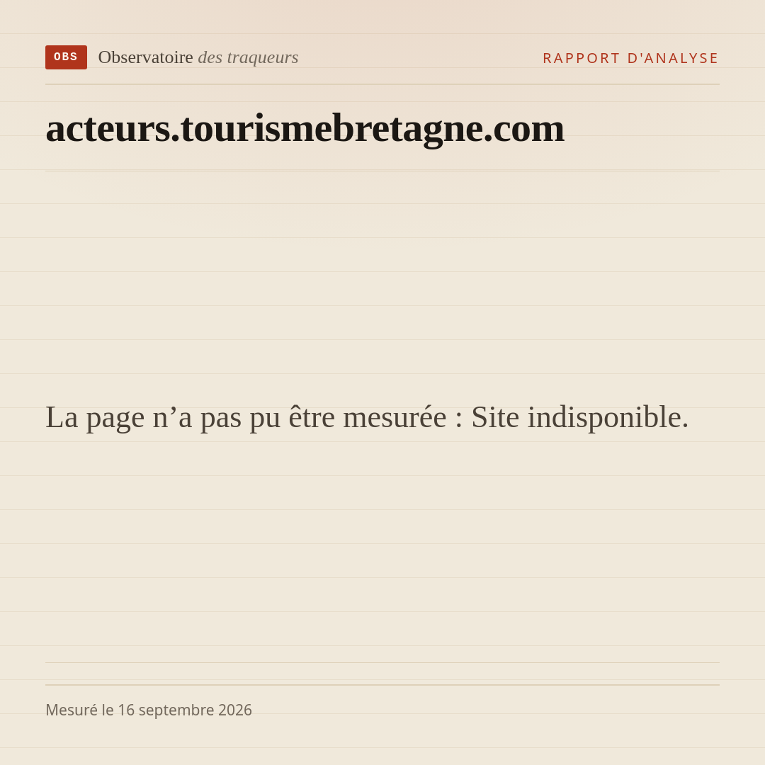 La page n’a pas pu être mesurée : Site indisponible.