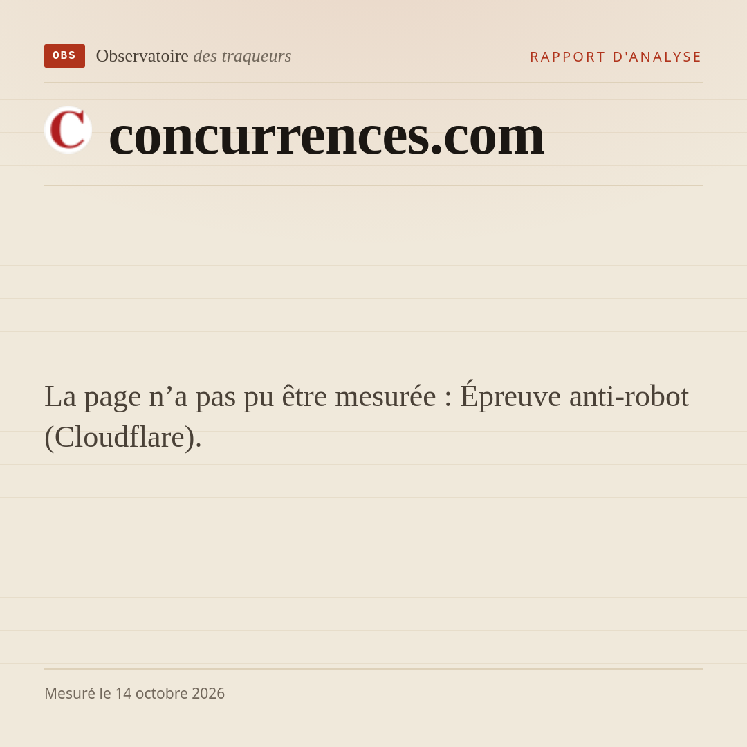 La page n’a pas pu être mesurée : Épreuve anti-robot (Cloudflare).