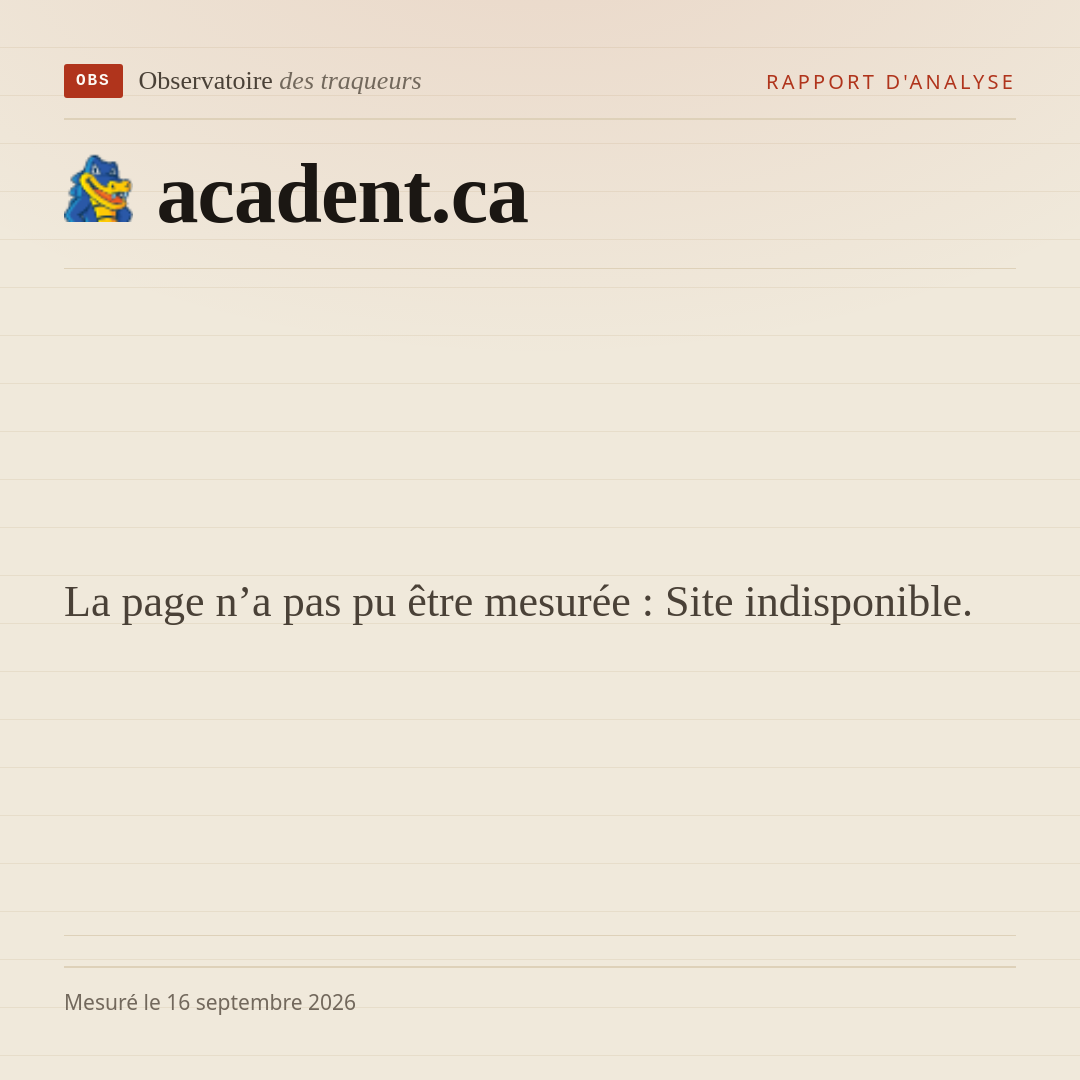La page n’a pas pu être mesurée : Site indisponible.