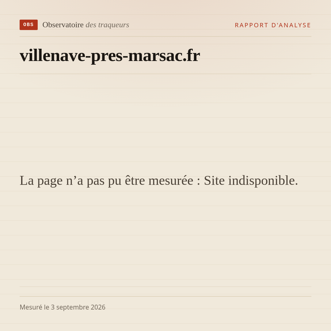 La page n’a pas pu être mesurée : Site indisponible.