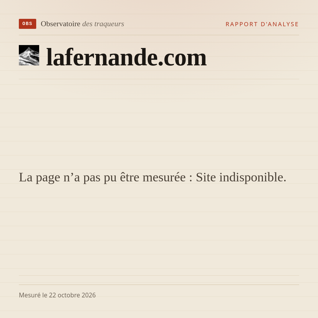 La page n’a pas pu être mesurée : Site indisponible.