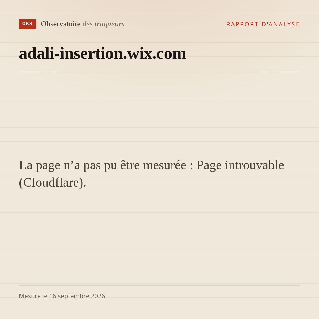 La page n’a pas pu être mesurée : Page introuvable (Cloudflare).