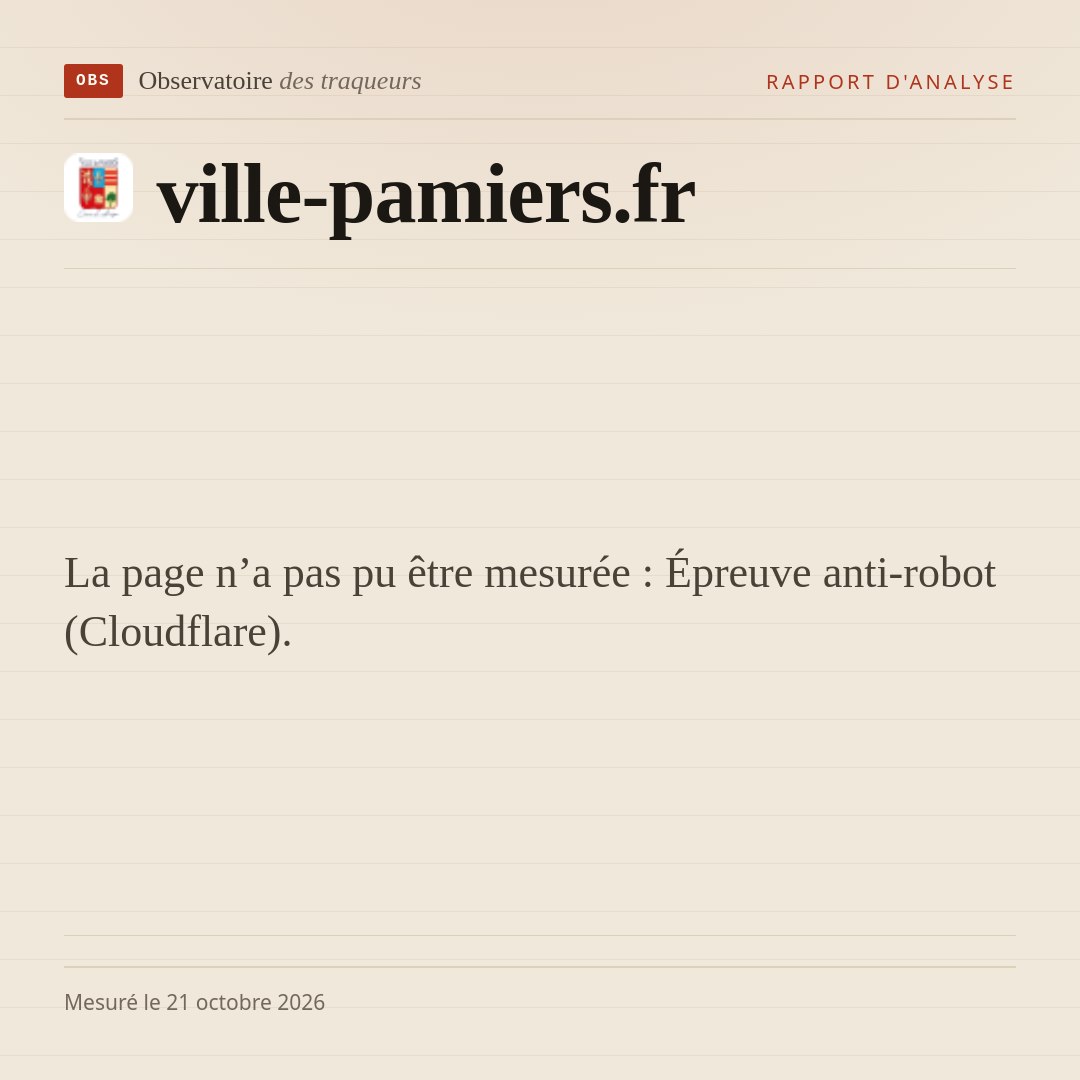 La page n’a pas pu être mesurée : Épreuve anti-robot (Cloudflare).