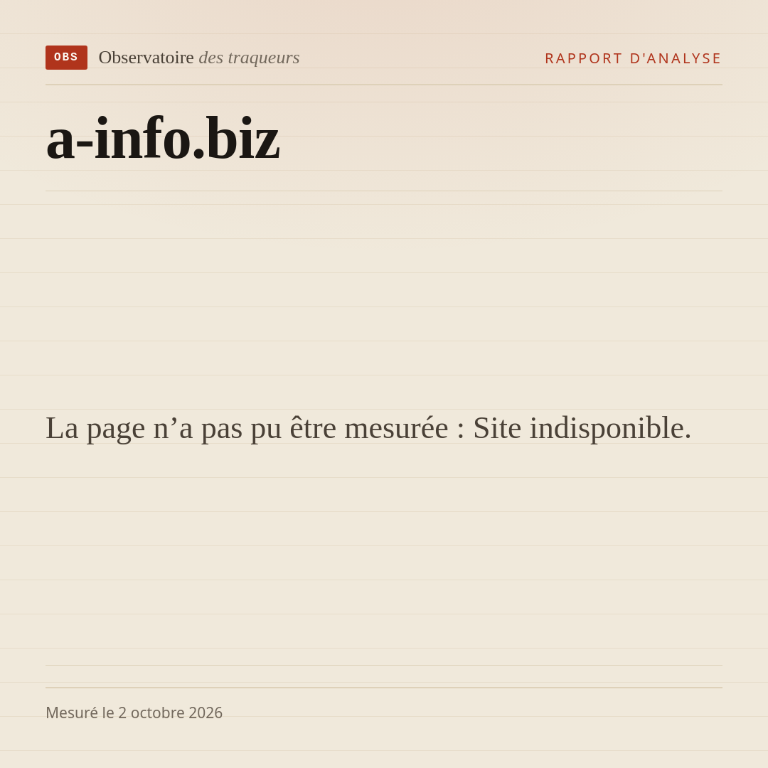 La page n’a pas pu être mesurée : Site indisponible.