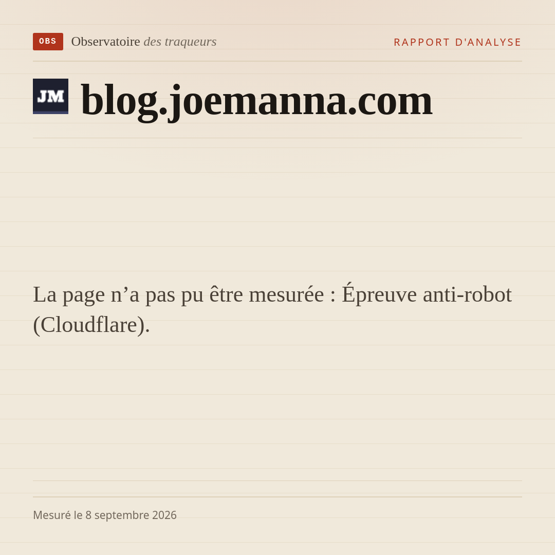 La page n’a pas pu être mesurée : Épreuve anti-robot (Cloudflare).