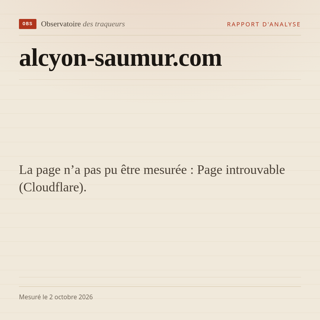 La page n’a pas pu être mesurée : Page introuvable (Cloudflare).