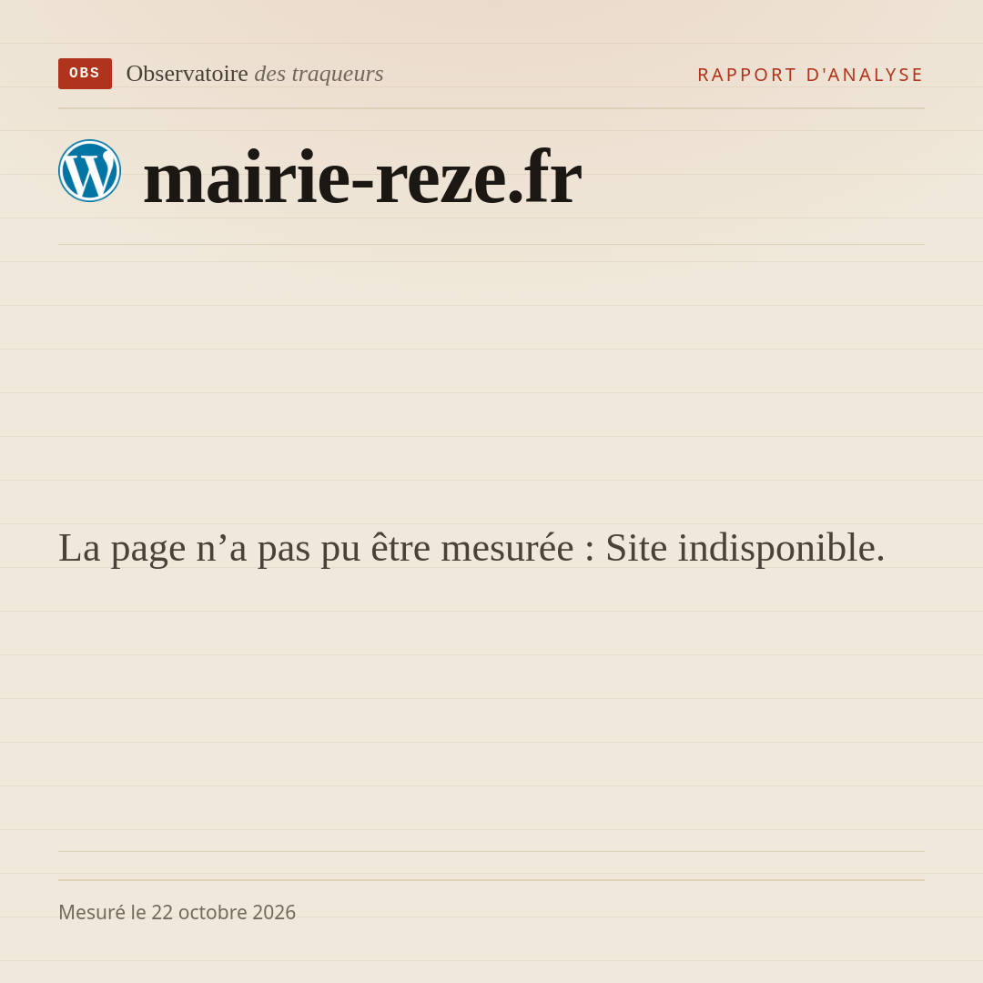 La page n’a pas pu être mesurée : Site indisponible.
