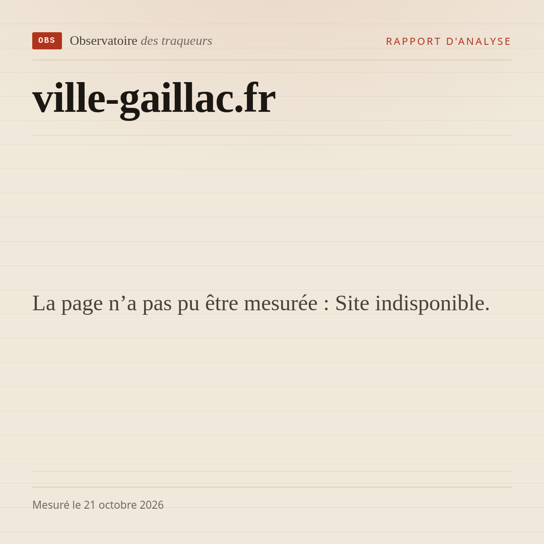 La page n’a pas pu être mesurée : Site indisponible.