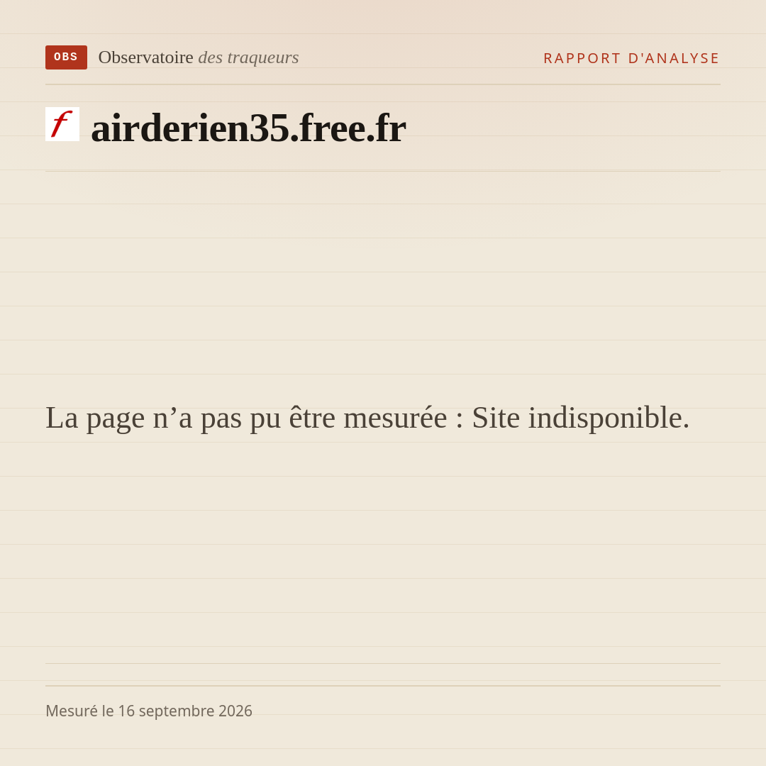 La page n’a pas pu être mesurée : Site indisponible.