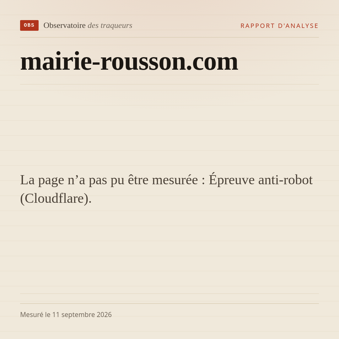 La page n’a pas pu être mesurée : Épreuve anti-robot (Cloudflare).