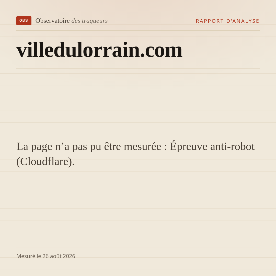 La page n’a pas pu être mesurée : Épreuve anti-robot (Cloudflare).