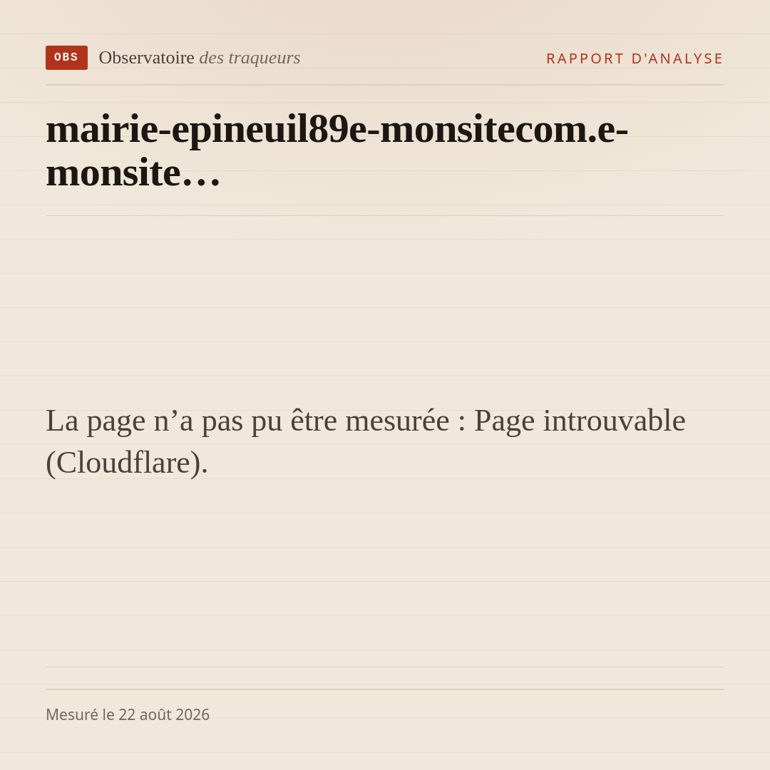 La page n’a pas pu être mesurée : Page introuvable (Cloudflare).