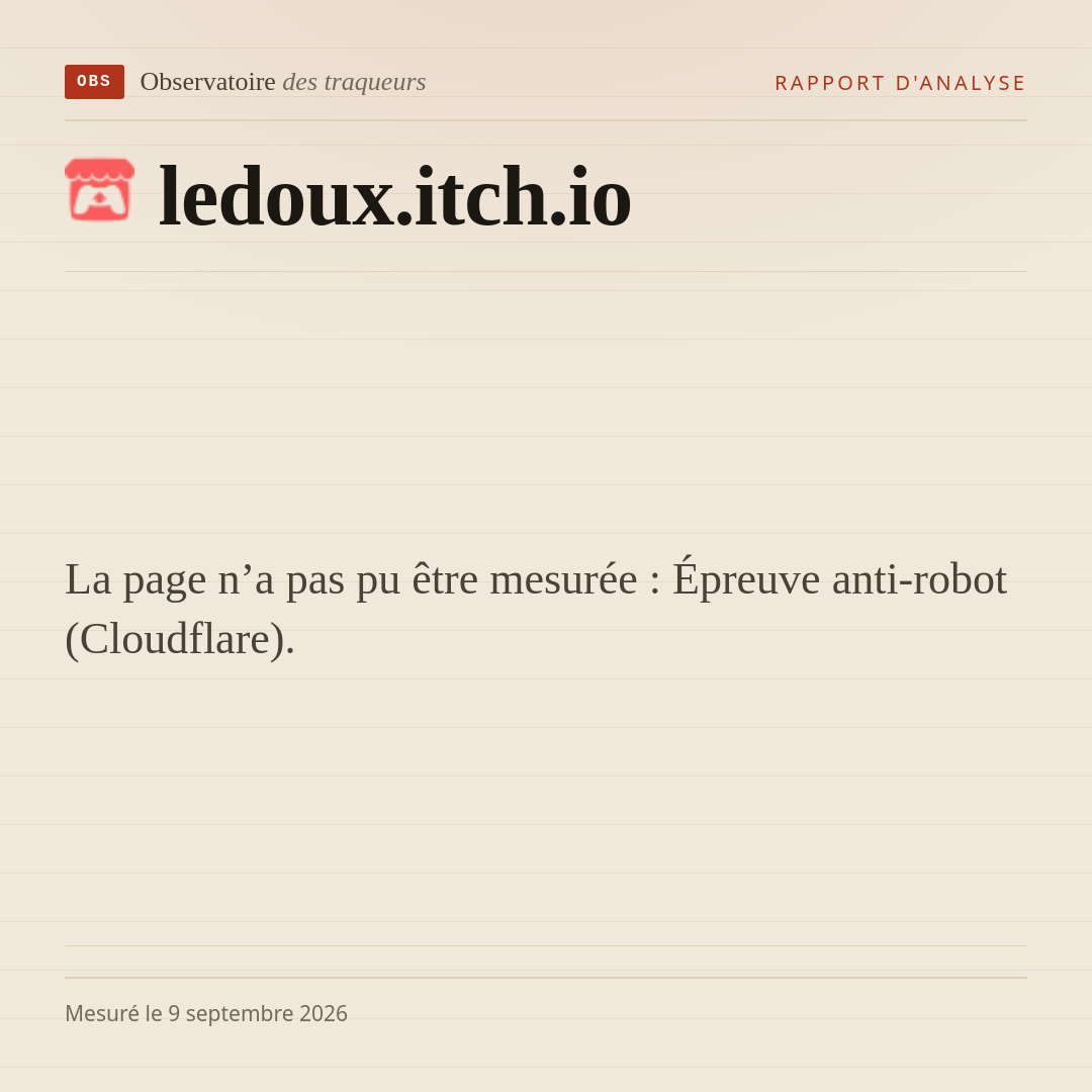 La page n’a pas pu être mesurée : Épreuve anti-robot (Cloudflare).