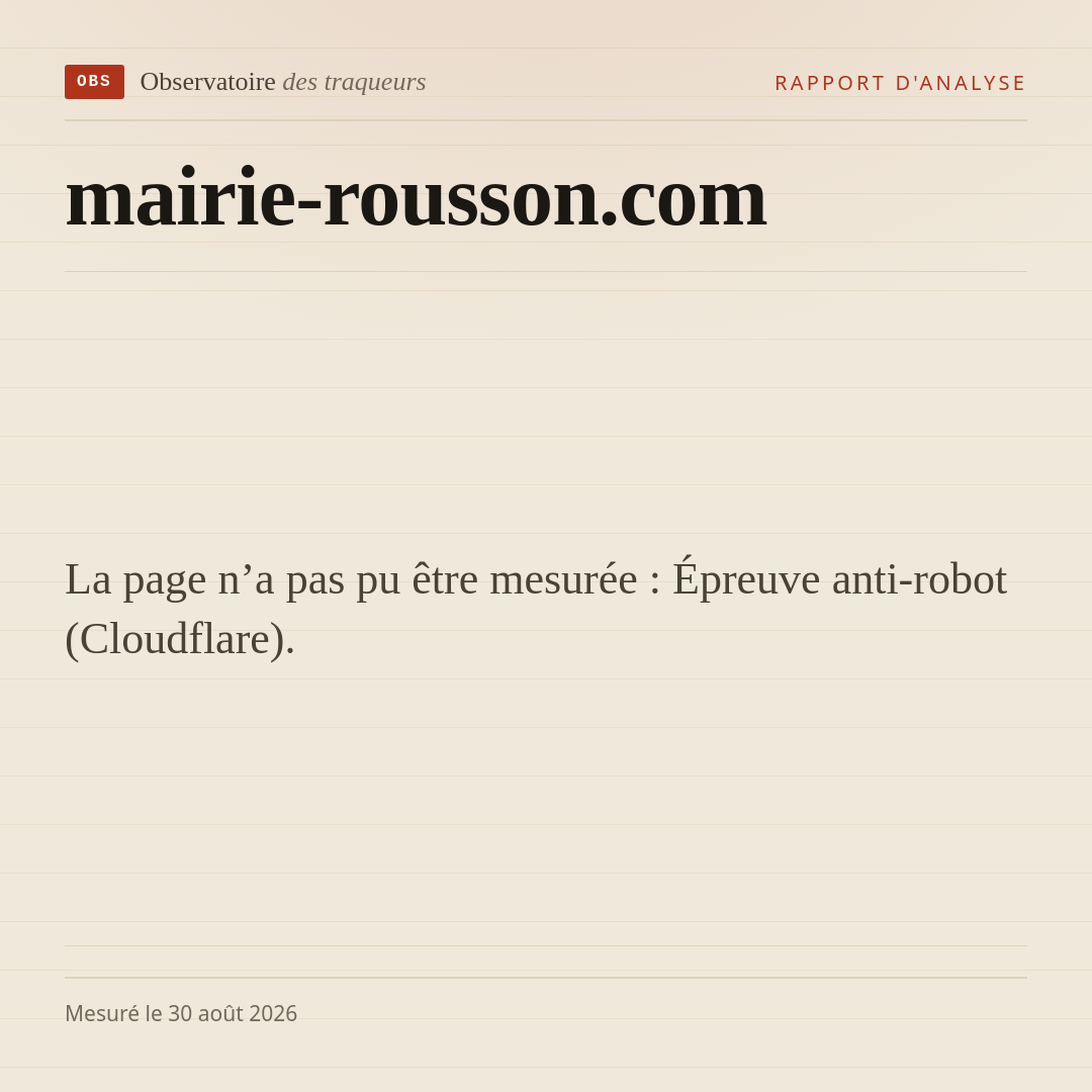 La page n’a pas pu être mesurée : Épreuve anti-robot (Cloudflare).