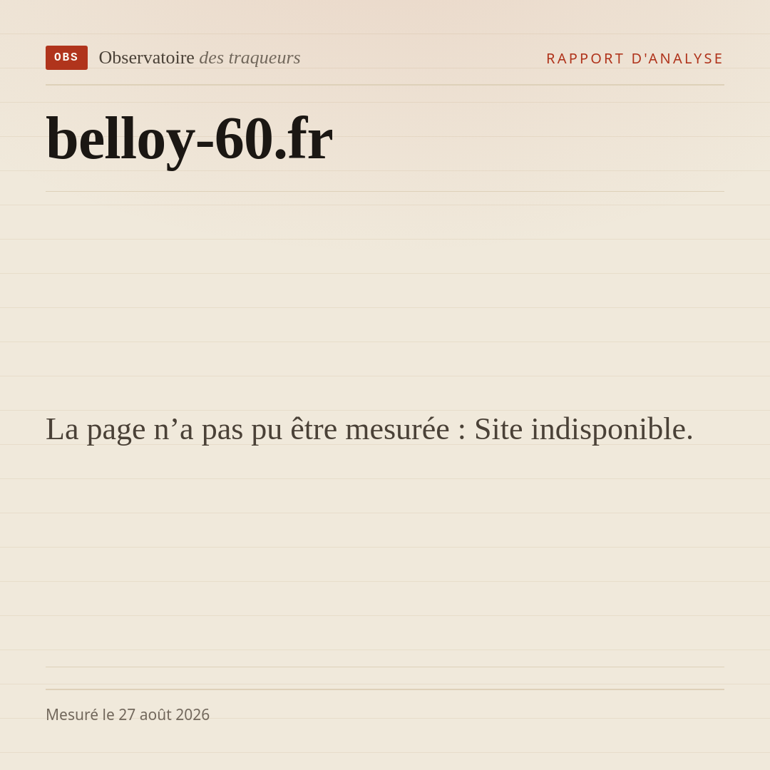 La page n’a pas pu être mesurée : Site indisponible.