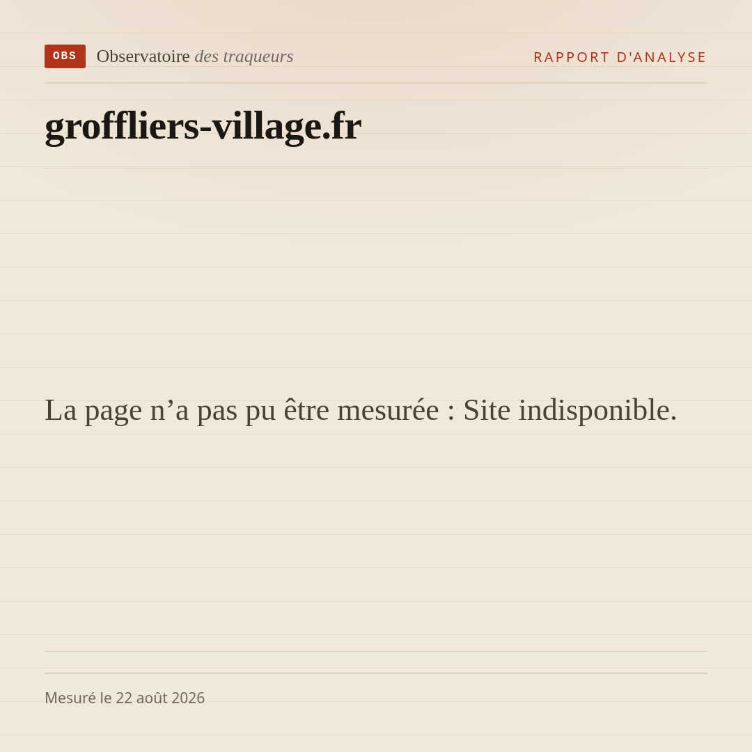 La page n’a pas pu être mesurée : Site indisponible.