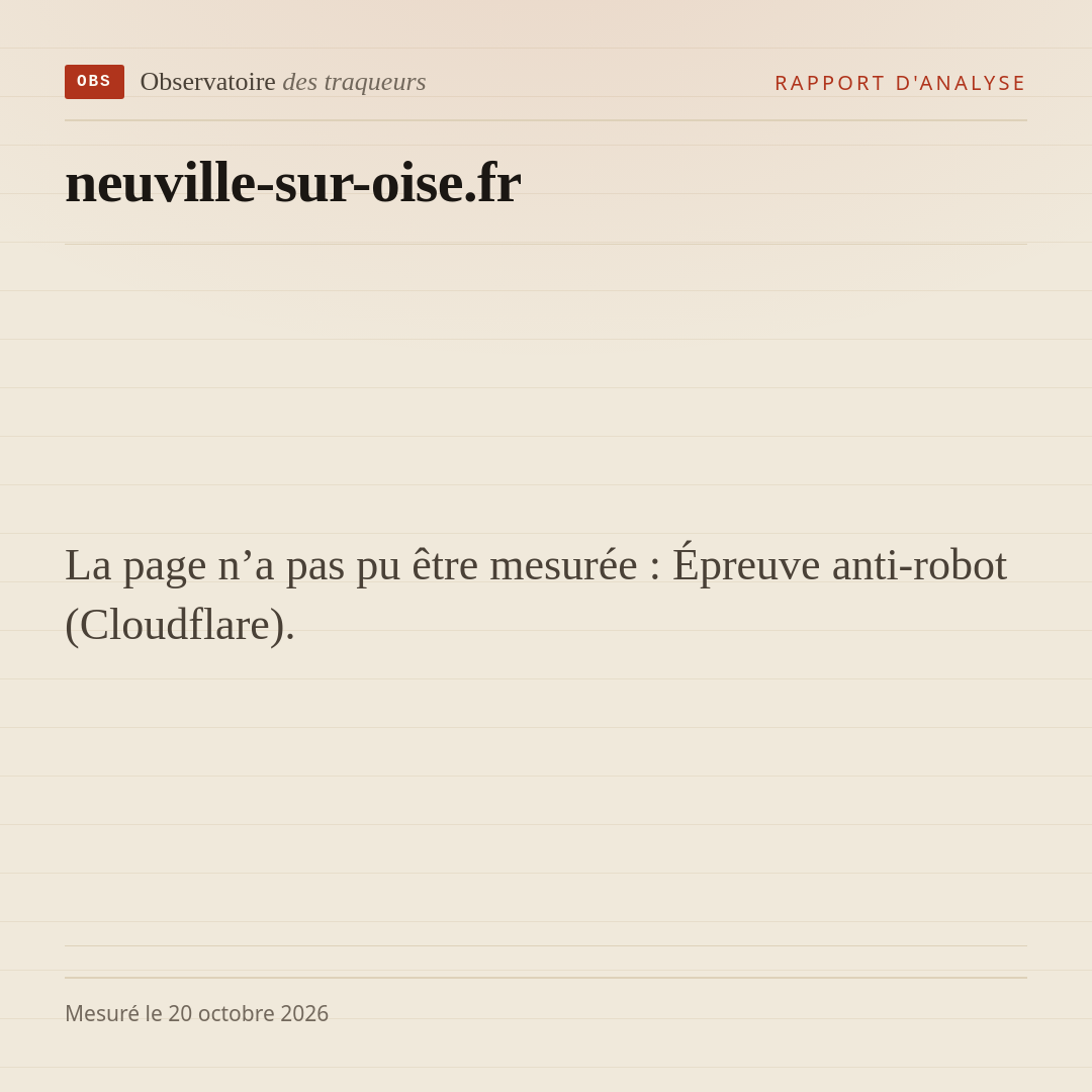 La page n’a pas pu être mesurée : Épreuve anti-robot (Cloudflare).