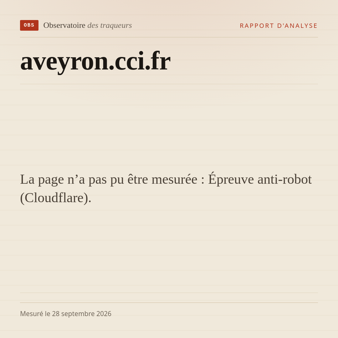 La page n’a pas pu être mesurée : Épreuve anti-robot (Cloudflare).