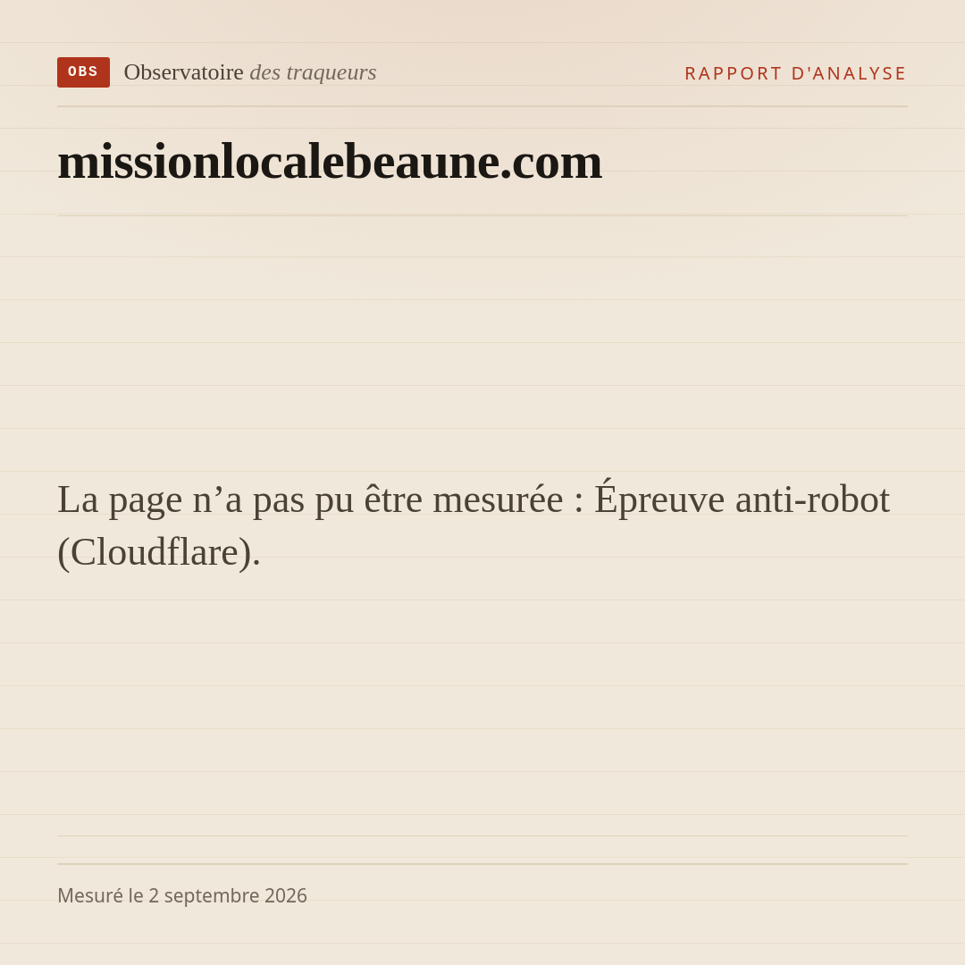 La page n’a pas pu être mesurée : Épreuve anti-robot (Cloudflare).