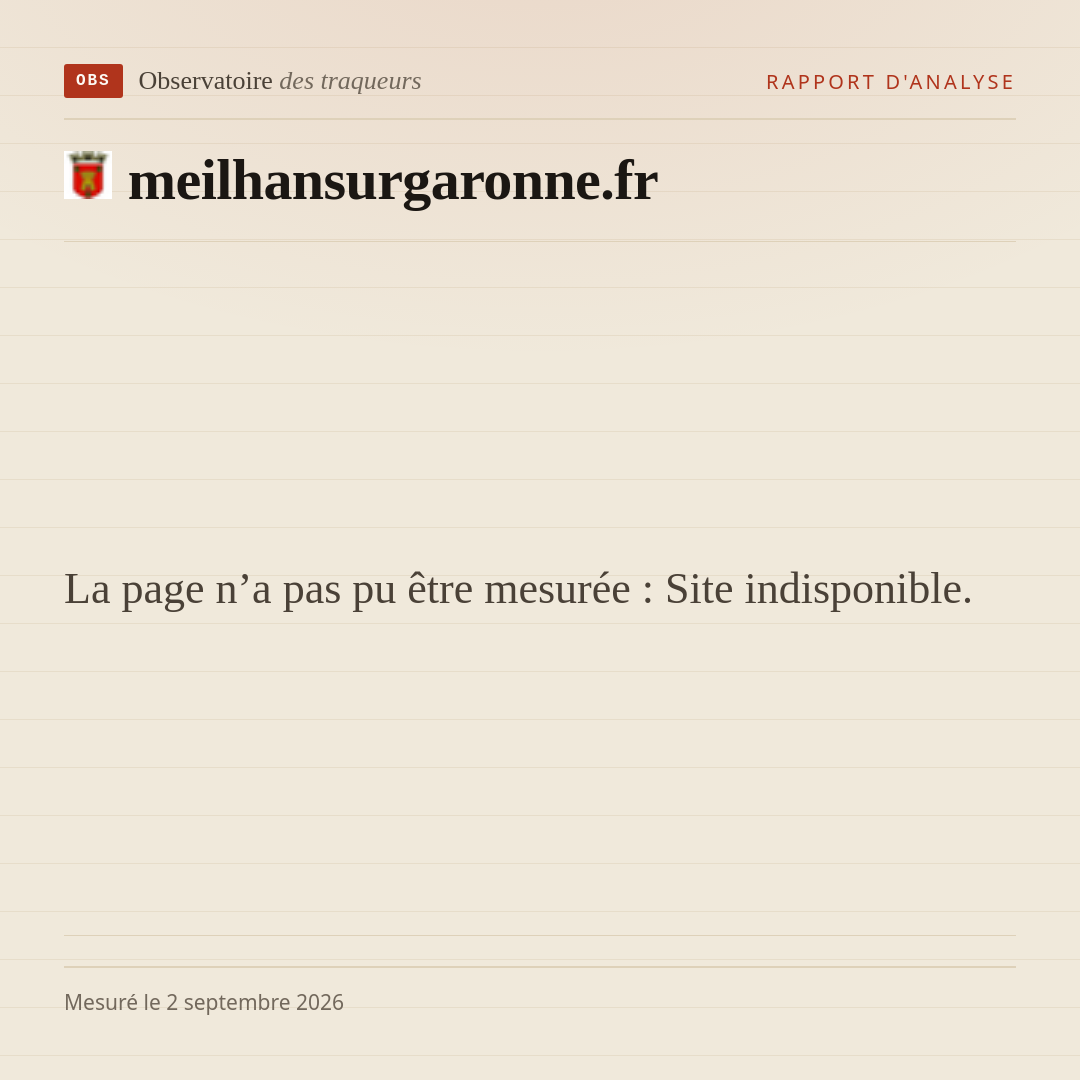 La page n’a pas pu être mesurée : Site indisponible.