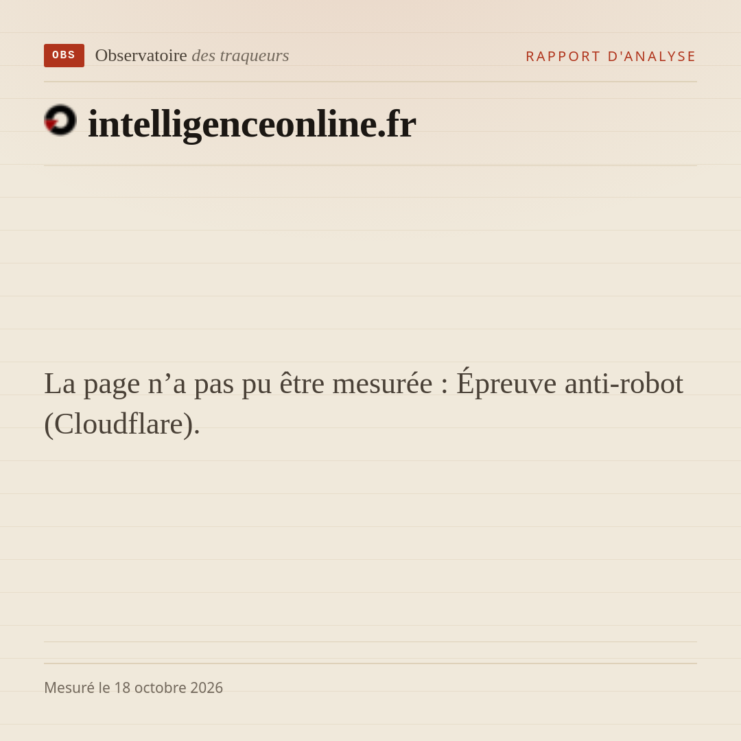 La page n’a pas pu être mesurée : Épreuve anti-robot (Cloudflare).
