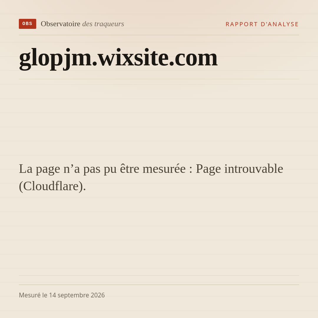 La page n’a pas pu être mesurée : Page introuvable (Cloudflare).