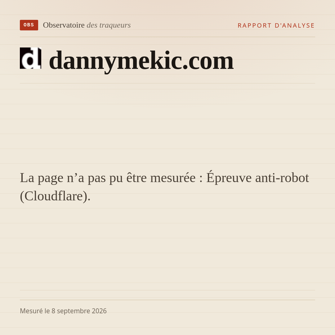 La page n’a pas pu être mesurée : Épreuve anti-robot (Cloudflare).