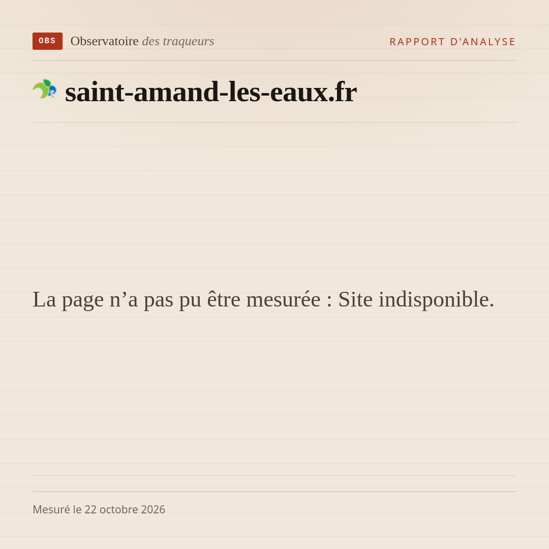 La page n’a pas pu être mesurée : Site indisponible.