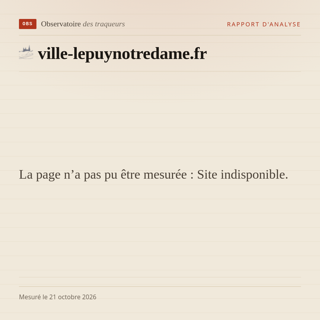 La page n’a pas pu être mesurée : Site indisponible.