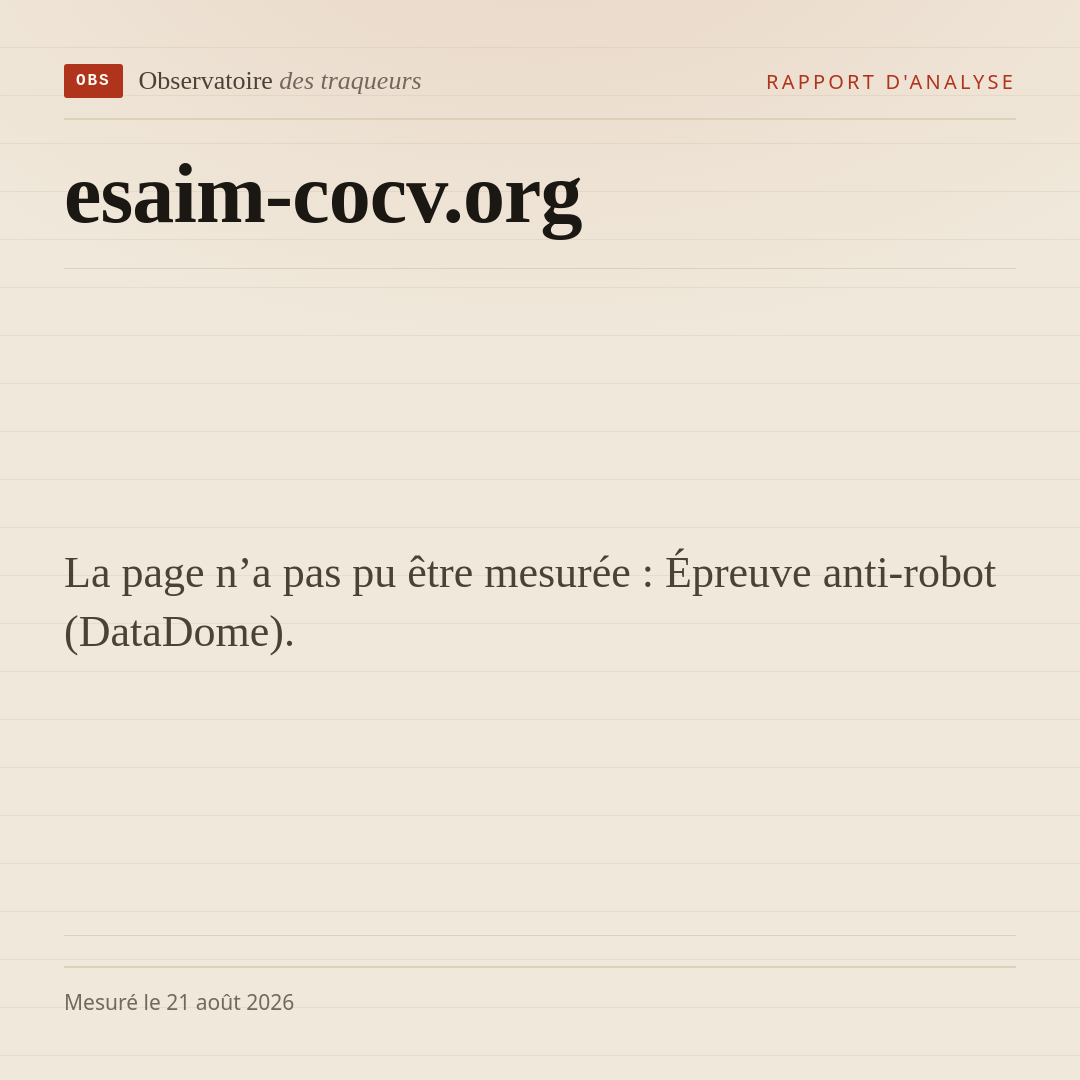 La page n’a pas pu être mesurée : Épreuve anti-robot (DataDome).