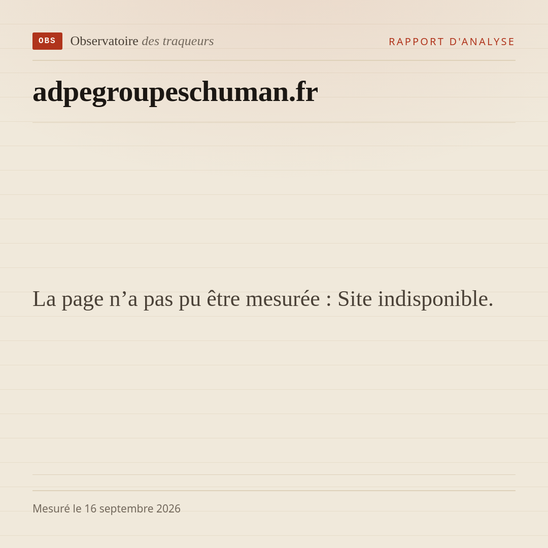 La page n’a pas pu être mesurée : Site indisponible.