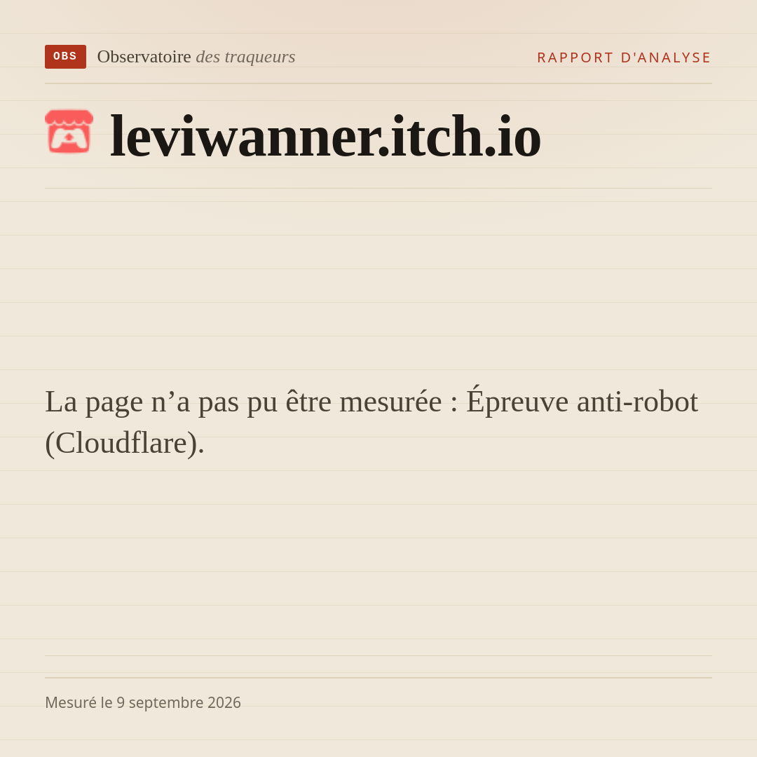 La page n’a pas pu être mesurée : Épreuve anti-robot (Cloudflare).
