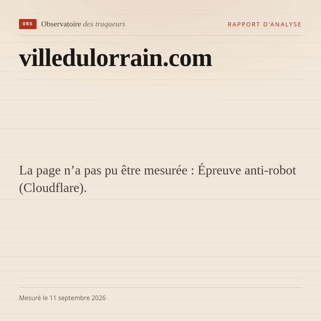 La page n’a pas pu être mesurée : Épreuve anti-robot (Cloudflare).