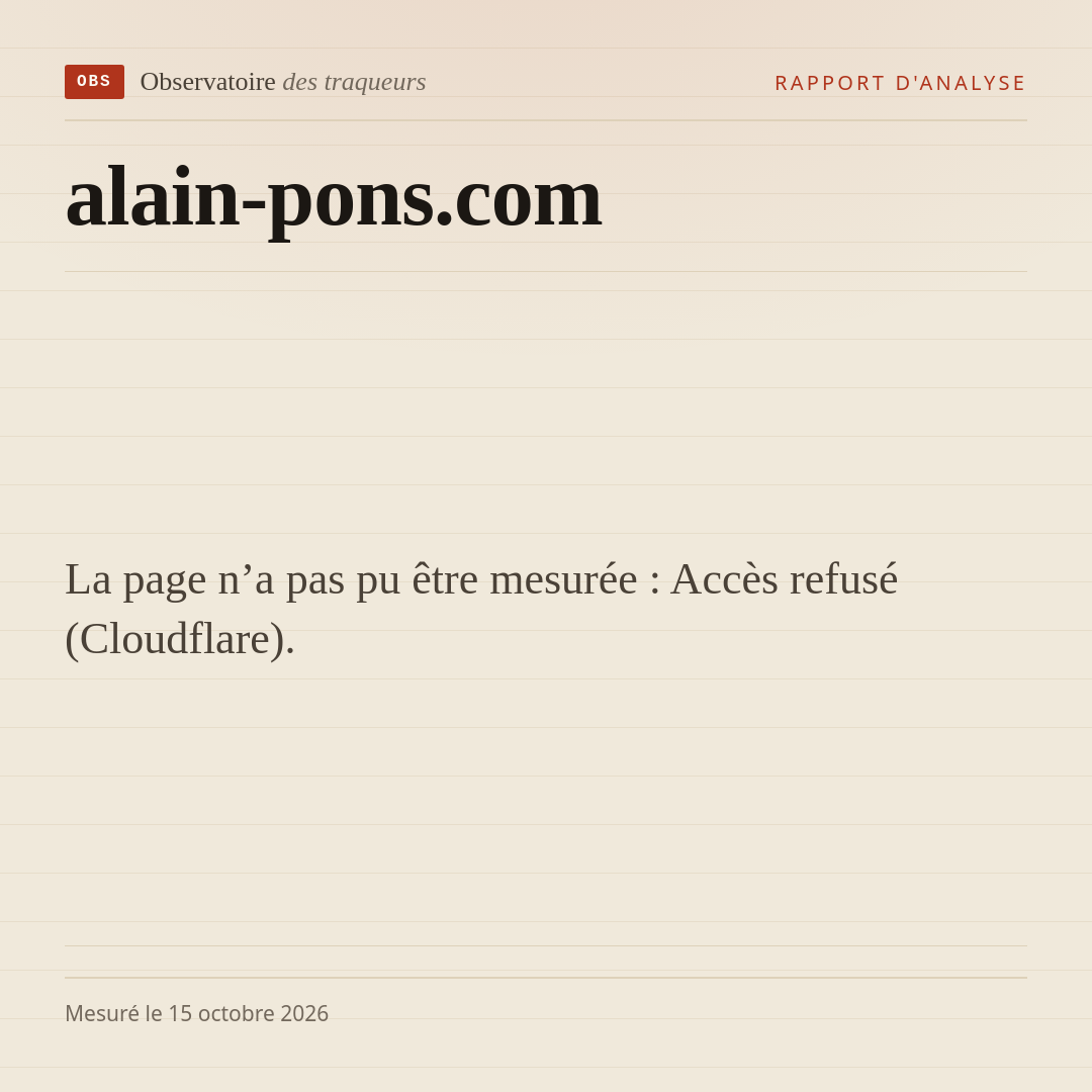 La page n’a pas pu être mesurée : Accès refusé (Cloudflare).