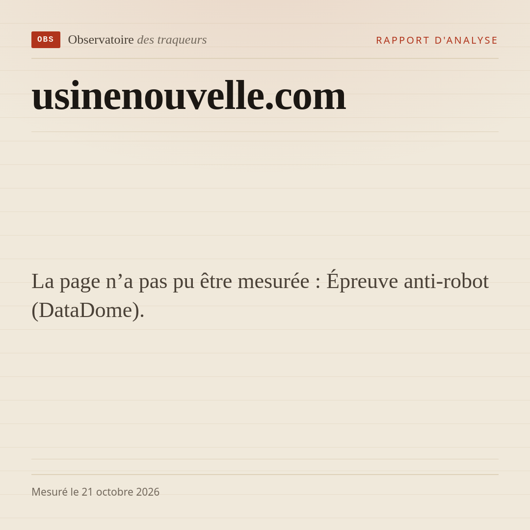 La page n’a pas pu être mesurée : Épreuve anti-robot (DataDome).