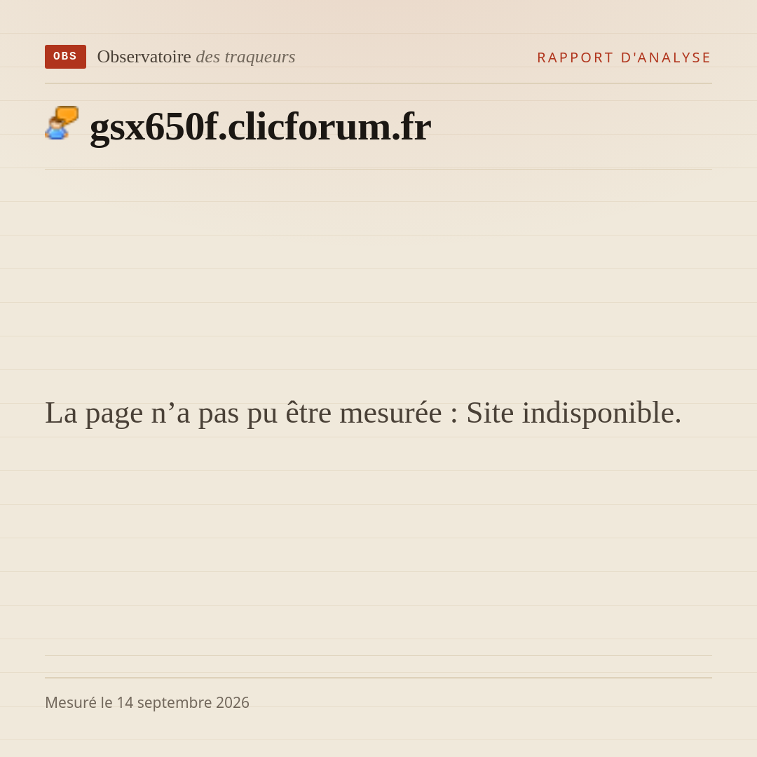 La page n’a pas pu être mesurée : Site indisponible.