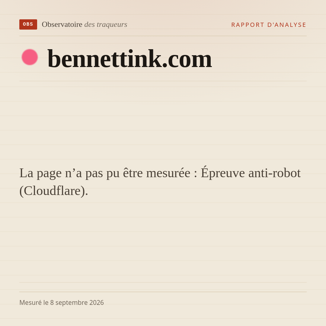 La page n’a pas pu être mesurée : Épreuve anti-robot (Cloudflare).
