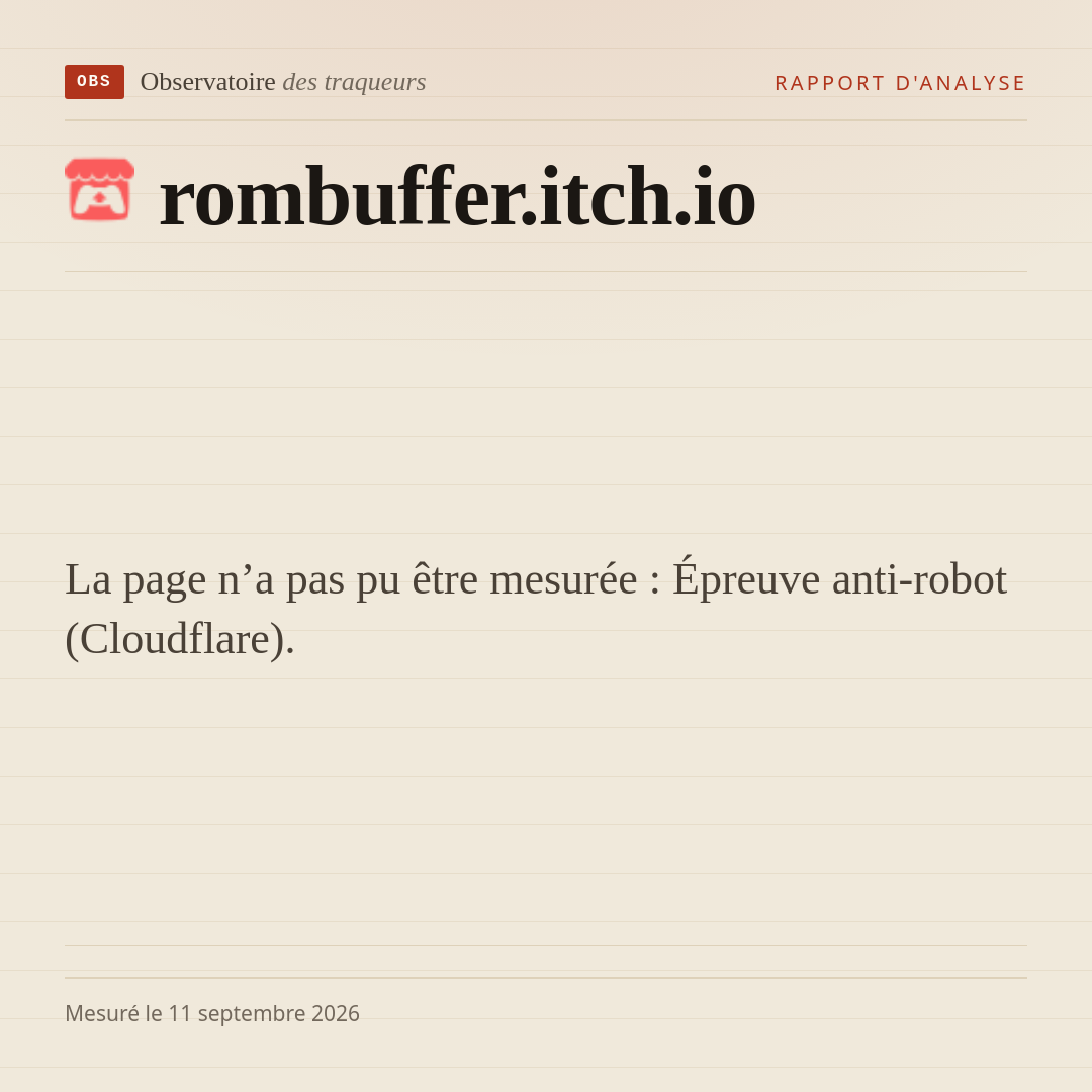 La page n’a pas pu être mesurée : Épreuve anti-robot (Cloudflare).