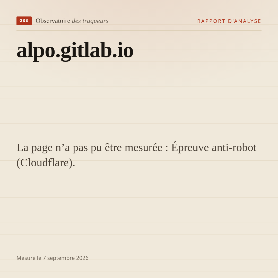 La page n’a pas pu être mesurée : Épreuve anti-robot (Cloudflare).