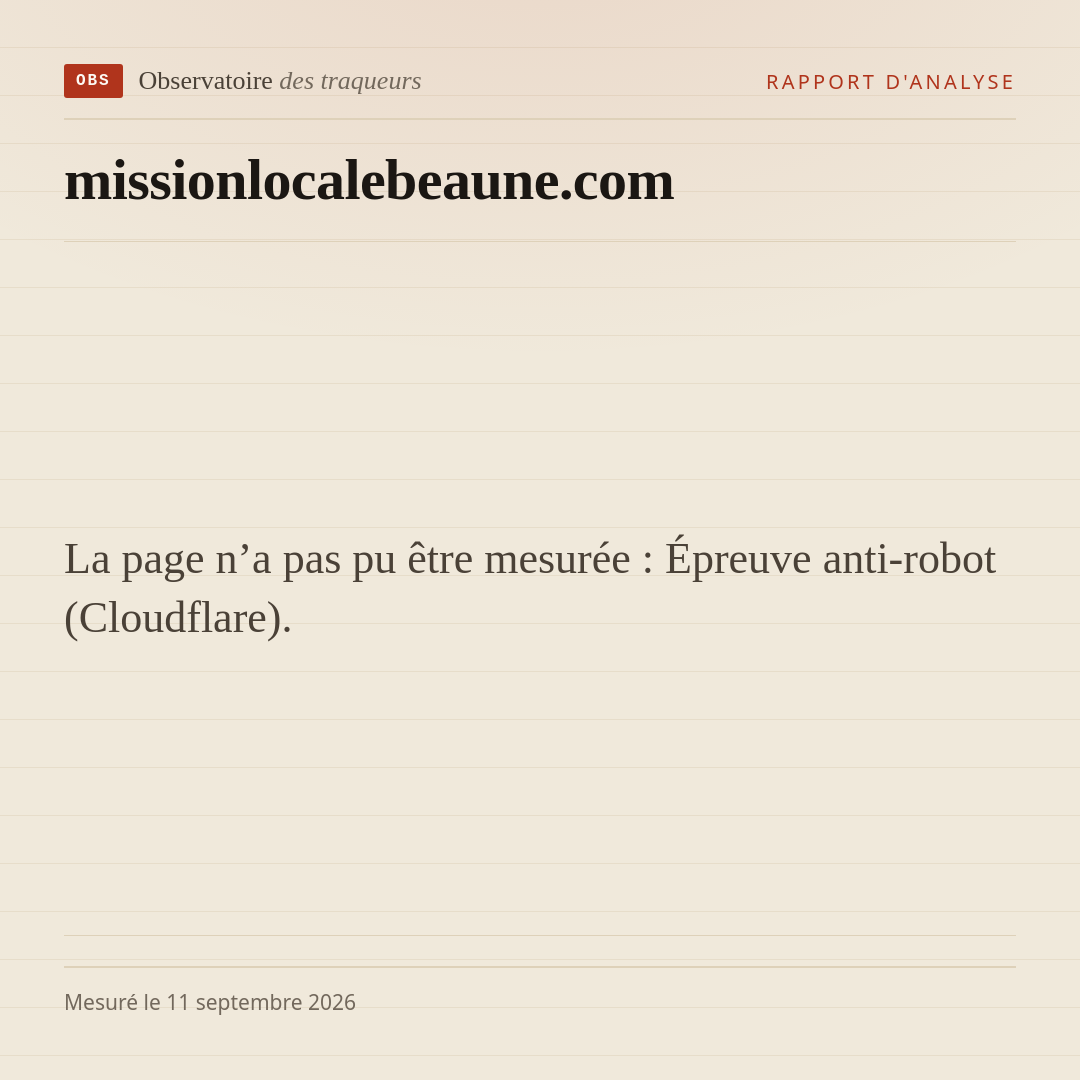 La page n’a pas pu être mesurée : Épreuve anti-robot (Cloudflare).