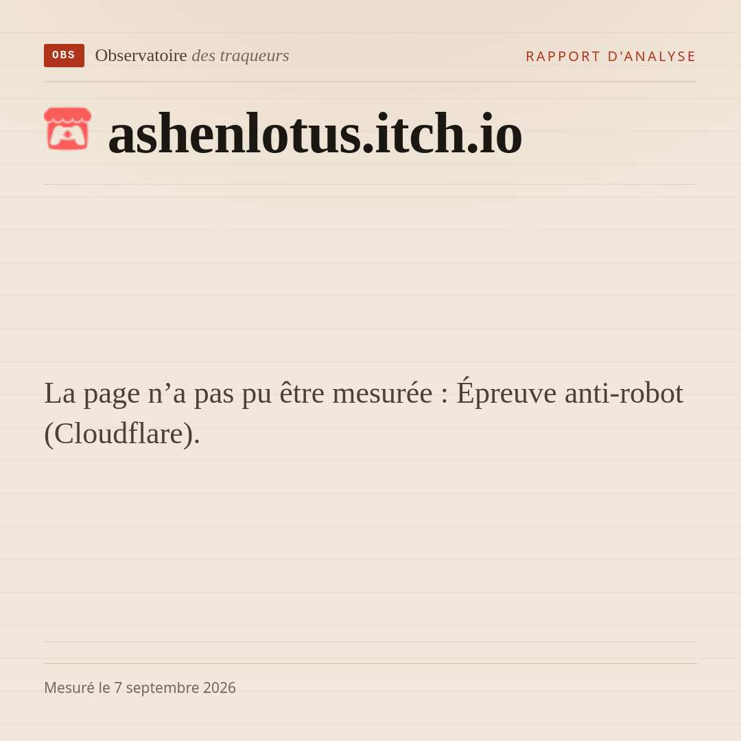 La page n’a pas pu être mesurée : Épreuve anti-robot (Cloudflare).