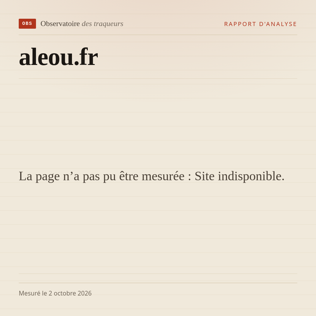 La page n’a pas pu être mesurée : Site indisponible.