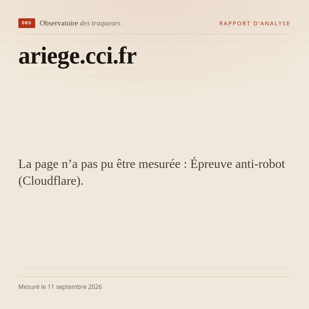 La page n’a pas pu être mesurée : Épreuve anti-robot (Cloudflare).