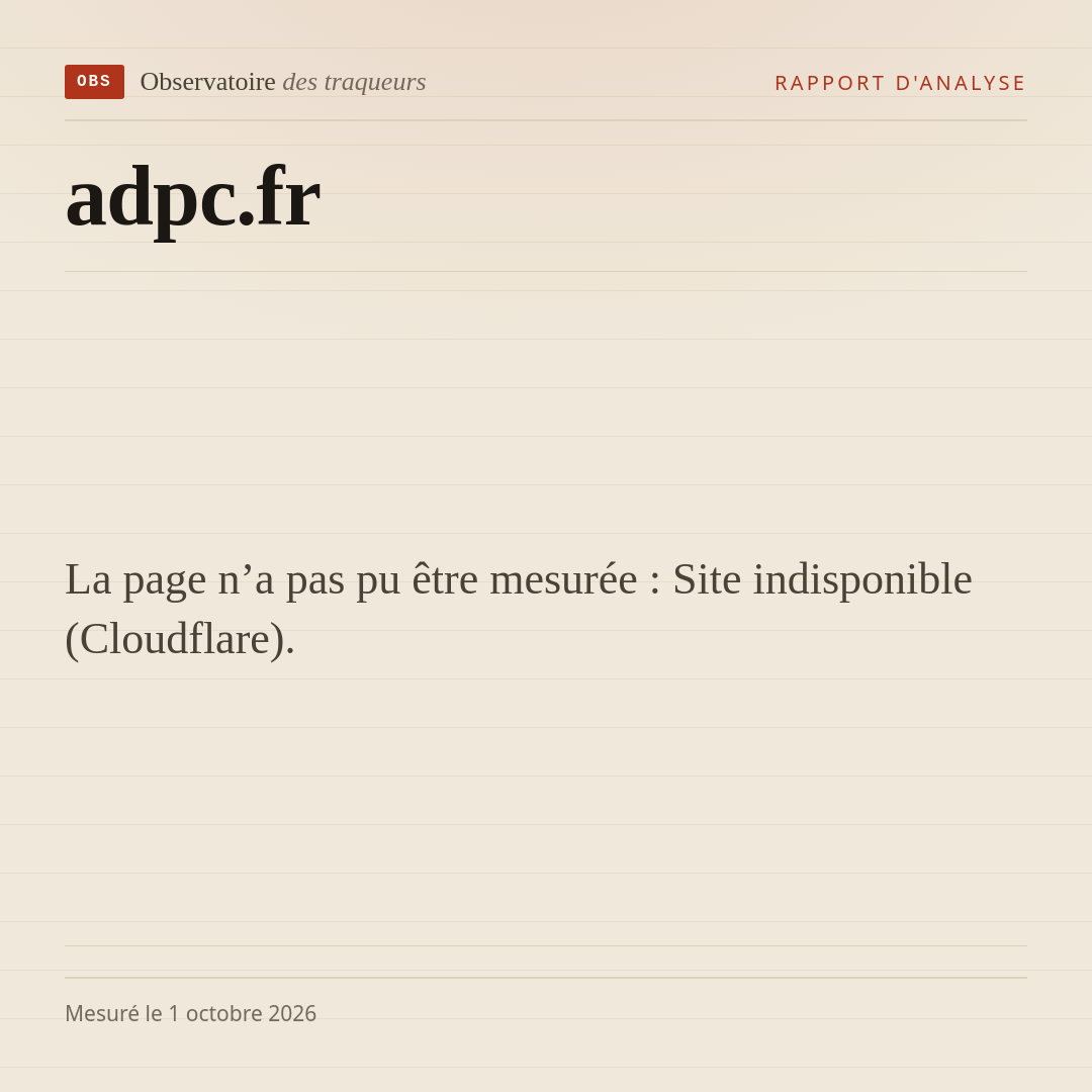 La page n’a pas pu être mesurée : Site indisponible (Cloudflare).