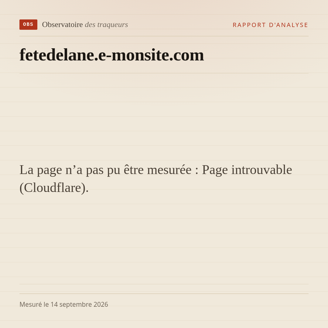 La page n’a pas pu être mesurée : Page introuvable (Cloudflare).