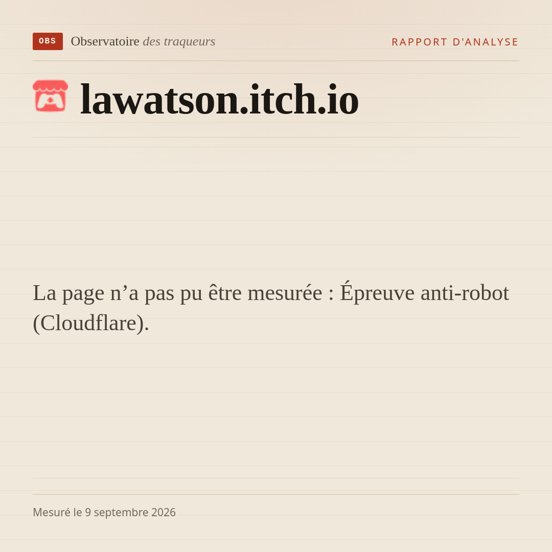 La page n’a pas pu être mesurée : Épreuve anti-robot (Cloudflare).